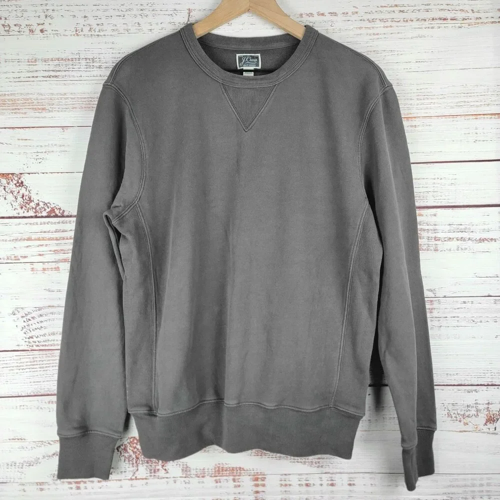J.Crew Sweatshirt Mens Sz S Gray Garment-Dyed French Terry Crewneck Pullover